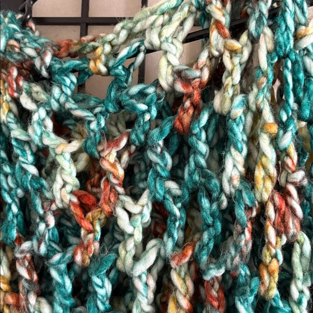 Handmade Multicolor Crochet Hoodie Knit Sweater - Picture 9 of 9